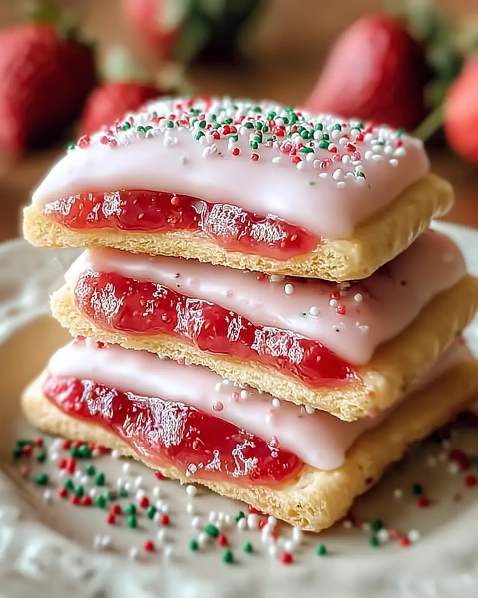 A delicious plate of Strawberry Pop Tart Sugar Cookies - Deliciously Nostalgic Treats