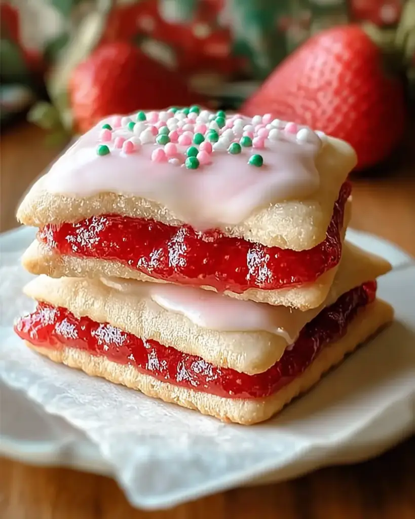 A delicious plate of Strawberry Pop Tart Sugar Cookies - Deliciously Nostalgic Treats