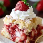 A delicious plate of Strawberry Shortcake Dump Cake