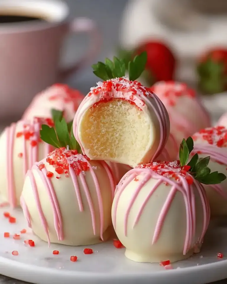 A delicious plate of Strawberry Shortcake Truffles