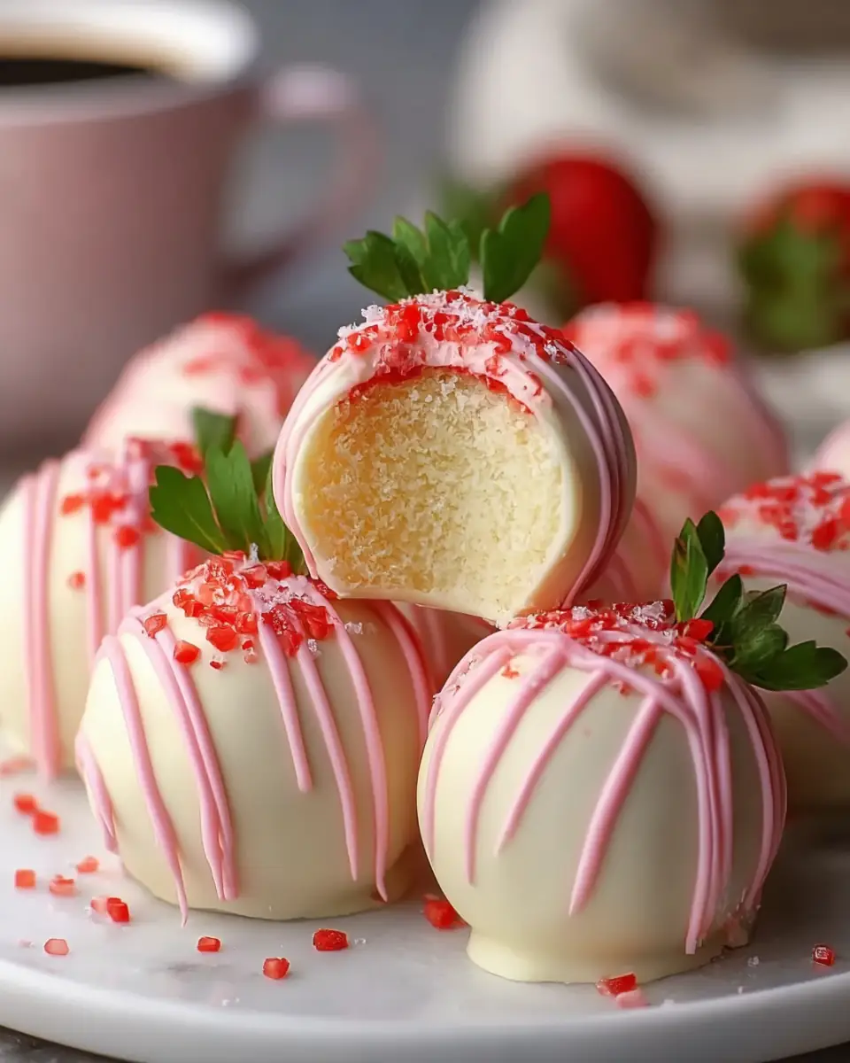 A delicious plate of Strawberry Shortcake Truffles