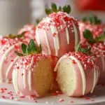 A delicious plate of Strawberry Shortcake Truffles