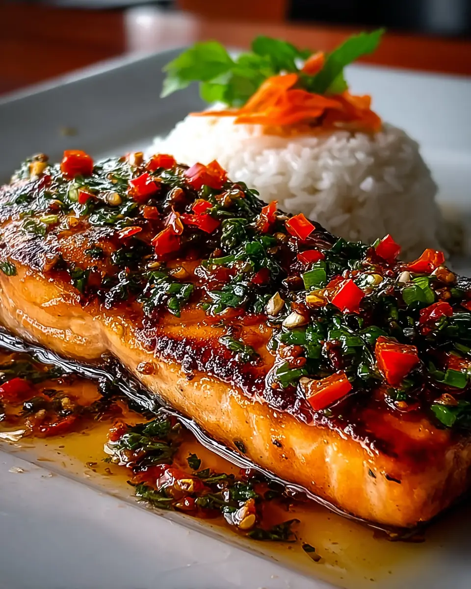 A delicious plate of Sweet Chili Garlic Salmon