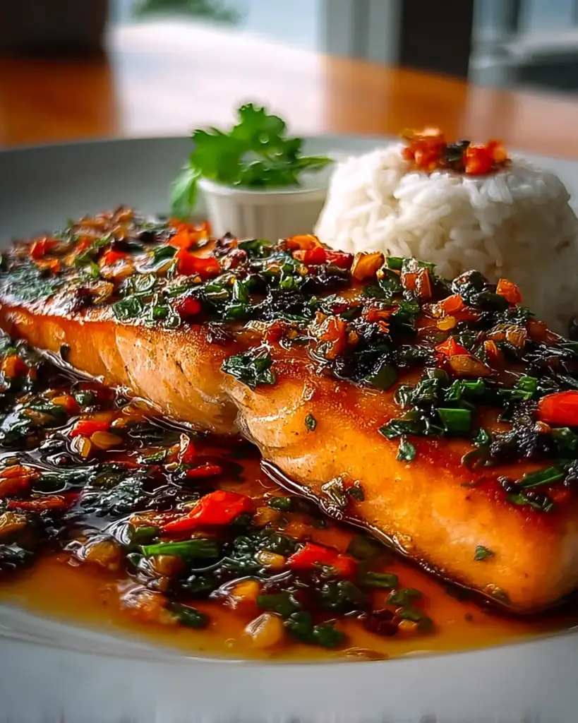 A delicious plate of Sweet Chili Garlic Salmon