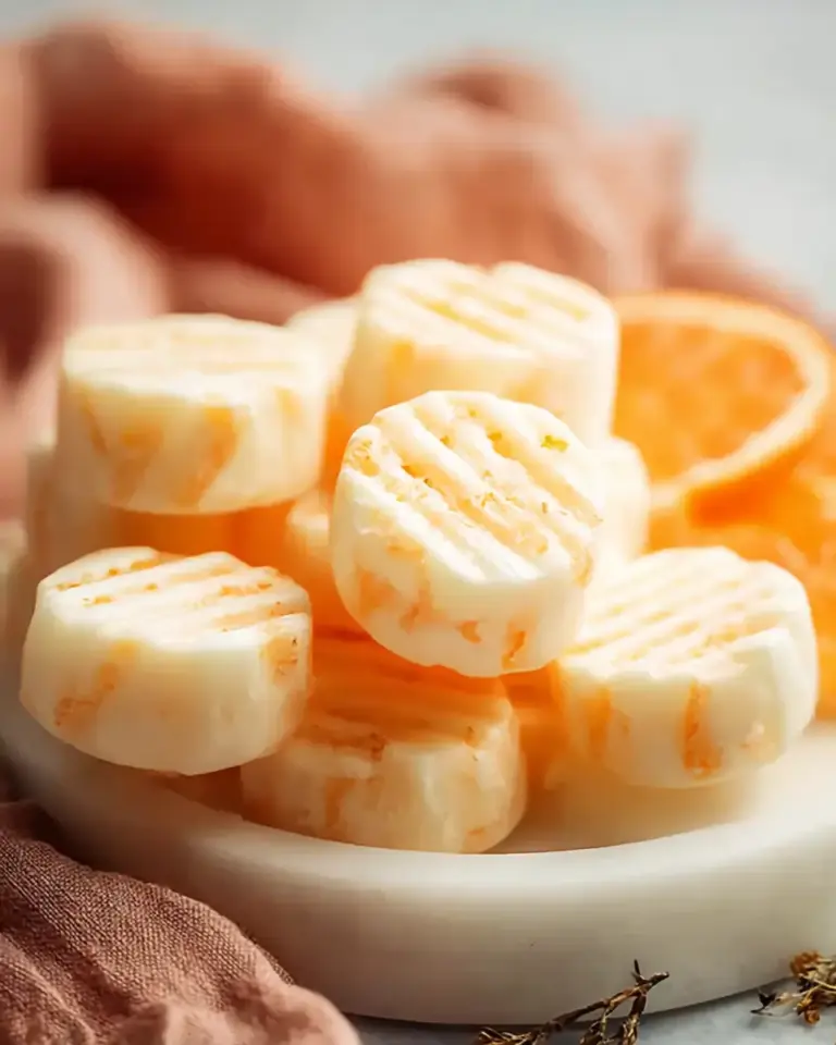 A delicious plate of Sweet Orange Cream Cheese Mints - theamazingfood