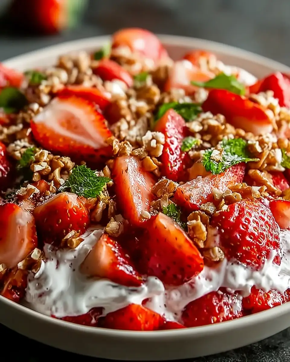 A delicious plate of Tangy Strawberry Crackle Salad – A Summer Sensation