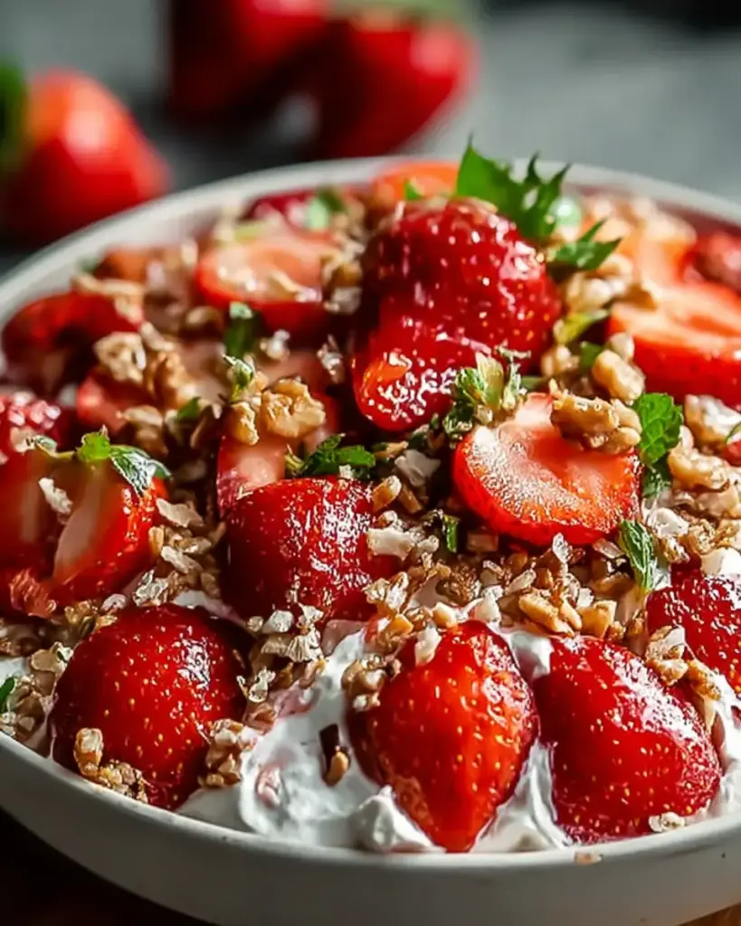 A delicious plate of Tangy Strawberry Crackle Salad – A Summer Sensation