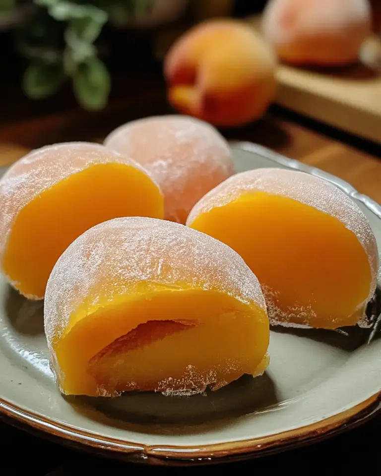 A delicious plate of Whole Peach Mochi Recipe