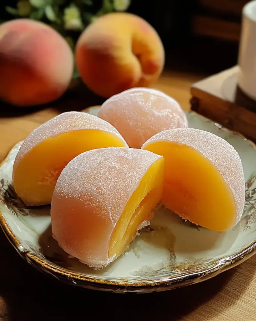 A delicious plate of Whole Peach Mochi Recipe