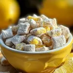 A delicious plate of Zesty Lemonade Puppy Chow Snack Recipe