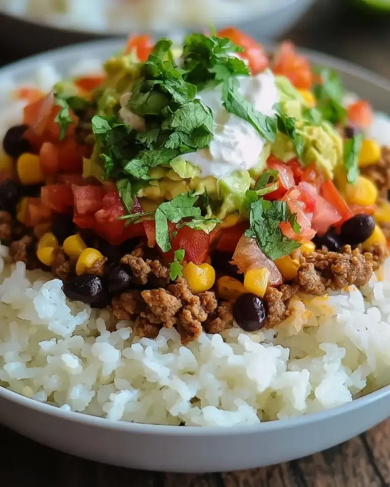 A delicious plate of 30-Minute Taco Rice Bowl Your Family Will Devour