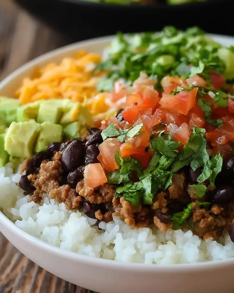 A delicious plate of 30-Minute Taco Rice Bowl Your Family Will Devour