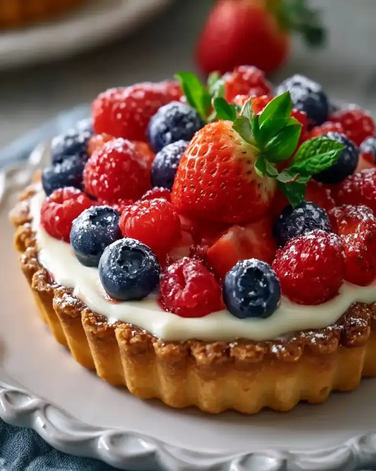 A delicious plate of 4th of July Limoncello Fruit Tart