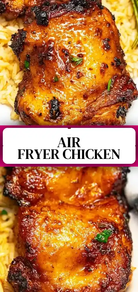 Pinterest pin (Design 3) for Easy Air Fryer Boneless Skinless Chicken Thighs