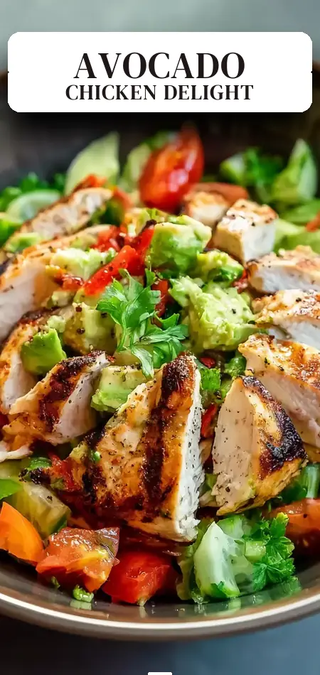 Pinterest pin (Design 2) for Healthy Avocado Chicken Salad Recipe