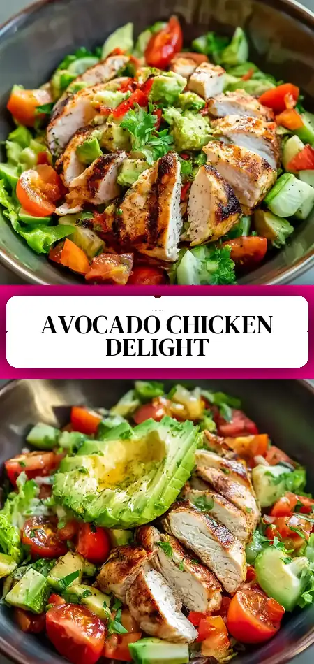 Pinterest pin (Design 3) for Healthy Avocado Chicken Salad Recipe