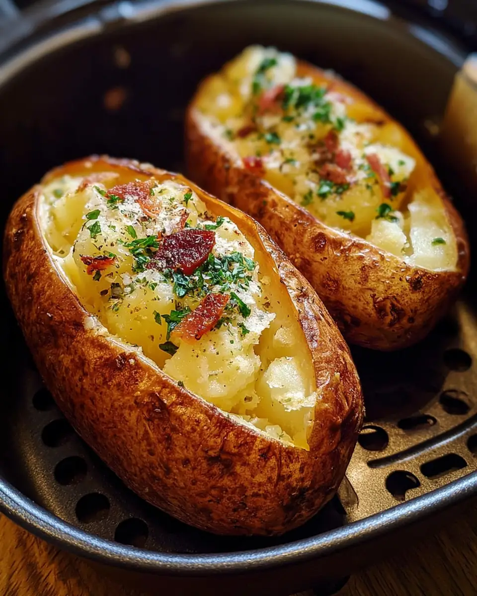 A delicious plate of Air Fryer Baked Potatoes