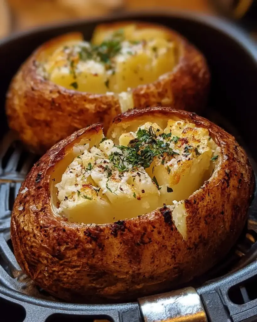 A delicious plate of Air Fryer Baked Potatoes