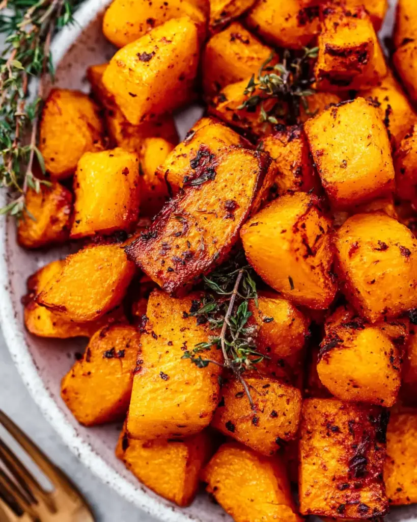A delicious plate of Air Fryer Butternut Squash