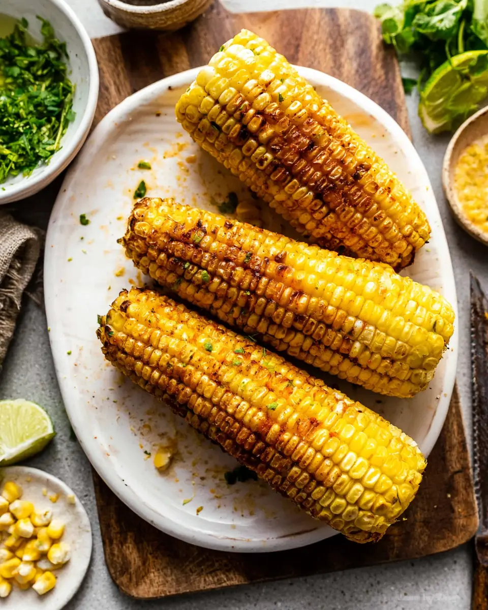 A delicious plate of Air Fryer Corn on the Cob