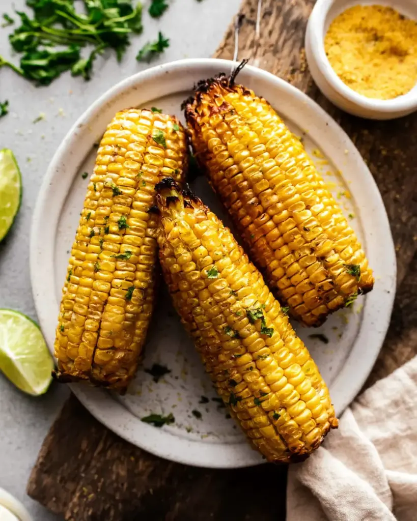 A delicious plate of Air Fryer Corn on the Cob