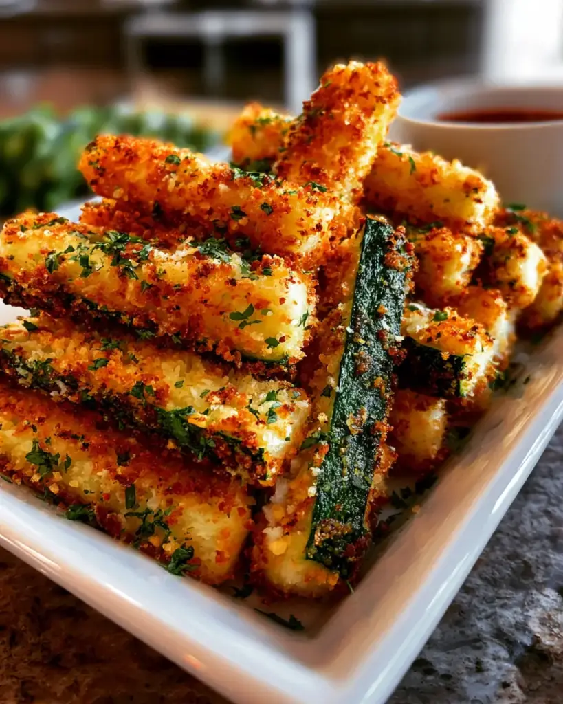 A delicious plate of Air Fryer Summer Zucchini Fries