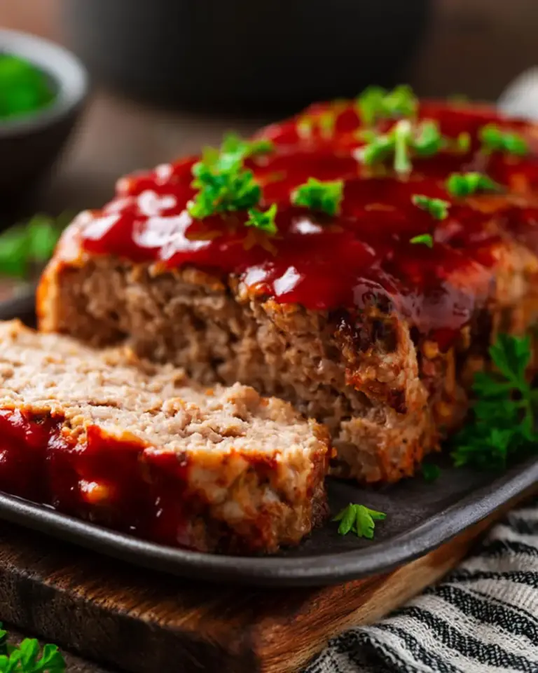 A delicious plate of Air Fryer Turkey Meatloaf That Turns Out Juicy Every Time
