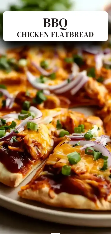 Pinterest pin (Design 2) for Easy BBQ Chicken Flatbread Recipe