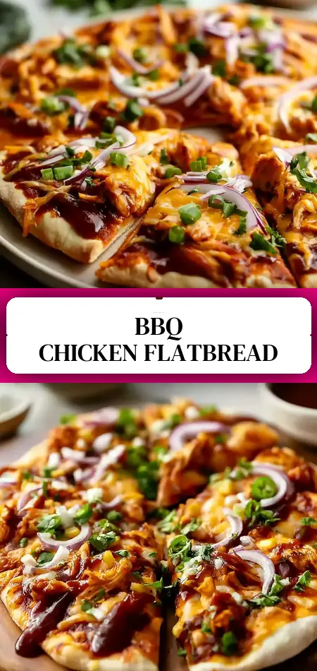 Pinterest pin (Design 3) for Easy BBQ Chicken Flatbread Recipe
