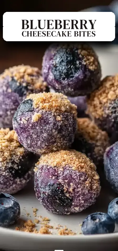 Pinterest pin (Design 2) for Blueberry Cheesecake Protein Balls