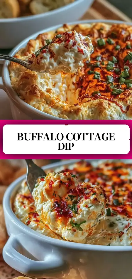 Pinterest pin (Design 3) for Cottage Cheese Buffalo Dip