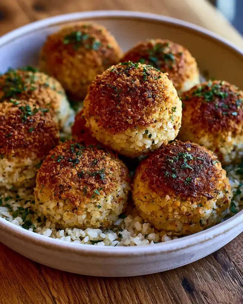 A delicious plate of Baked Chickpea and Rice Balls