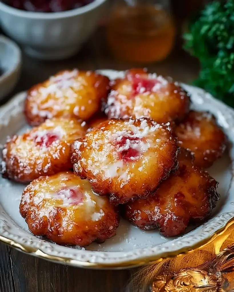 A delicious plate of Baked Rhubarb Fritters
