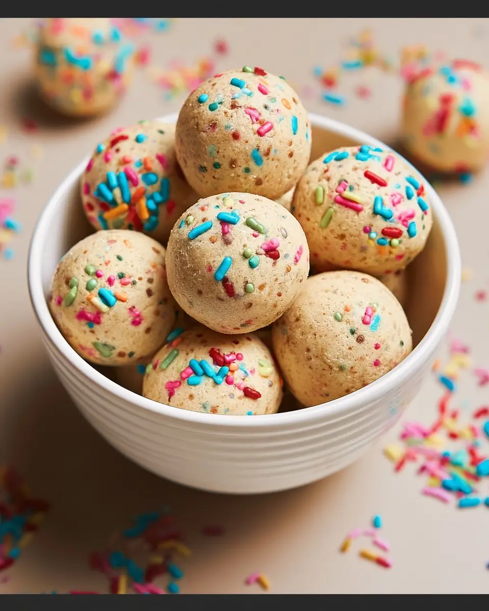 A delicious plate of Birthday Cake Protein Balls