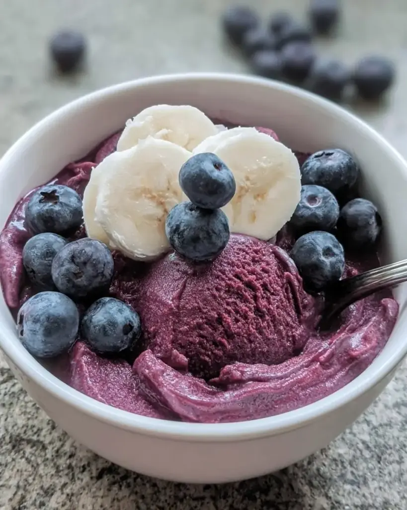 A delicious plate of Blueberry Protein Ice Cream