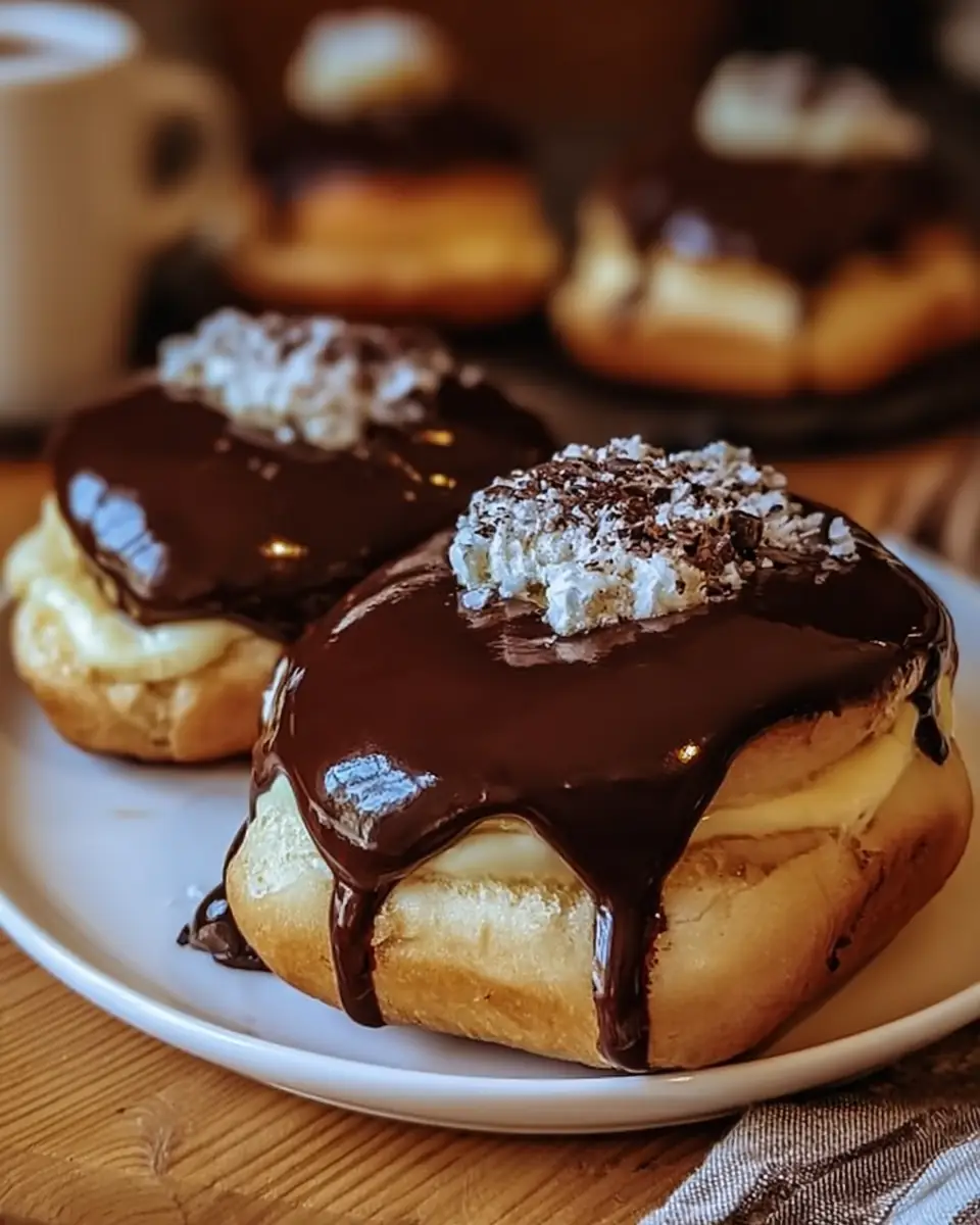 A delicious plate of Boston Cream Pie Hawaiian Rolls