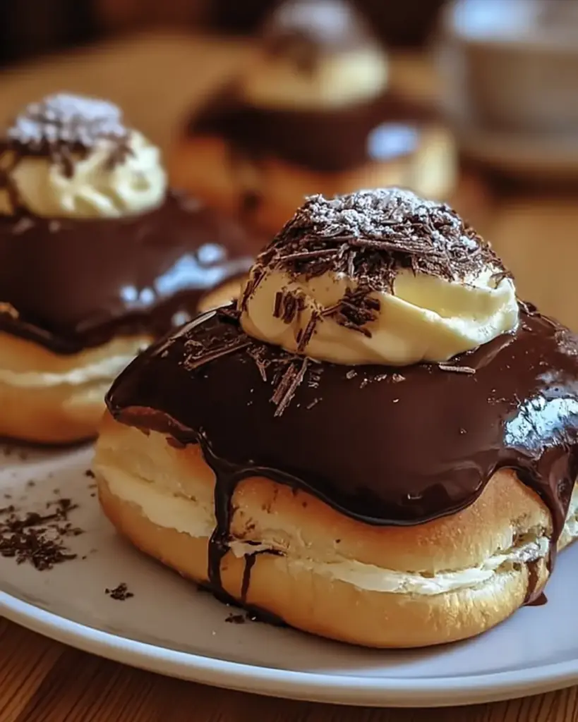 A delicious plate of Boston Cream Pie Hawaiian Rolls