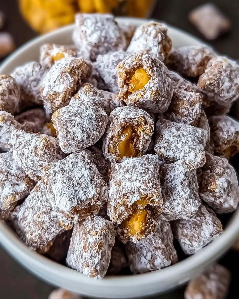 A delicious plate of Butterfinger Puppy Chow: Irresistible No-Bake Snack Bliss