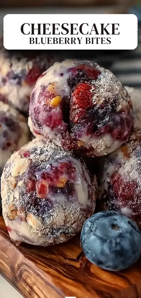 Pinterest pin (Design 2) for Blueberry Cheesecake Protein Bites