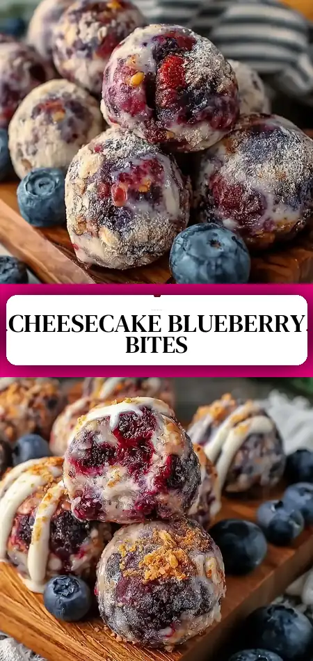 Pinterest pin (Design 3) for Blueberry Cheesecake Protein Bites