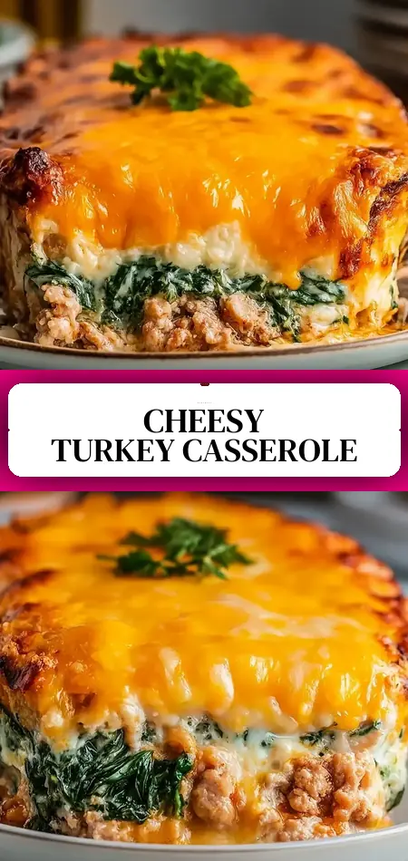 Pinterest pin (Design 3) for High Protein Ground Turkey Casserole (Easy, Cheesy, Family-Favorite)