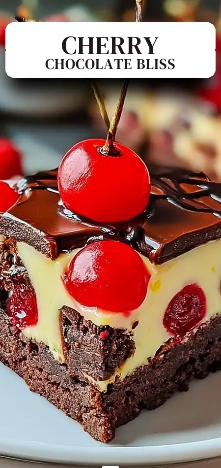 Pinterest pin (Design 2) for Cherry Chocolate Cheesecake Brownies