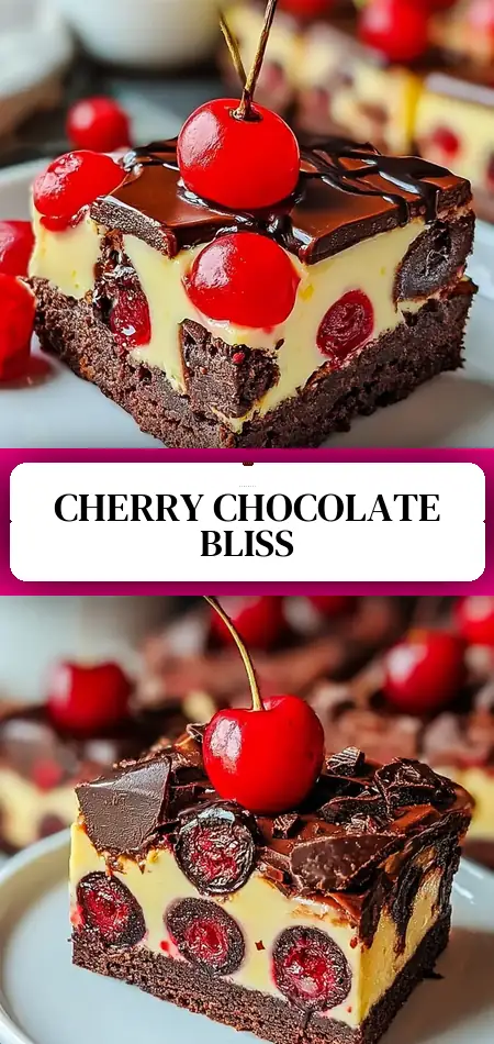 Pinterest pin (Design 3) for Cherry Chocolate Cheesecake Brownies