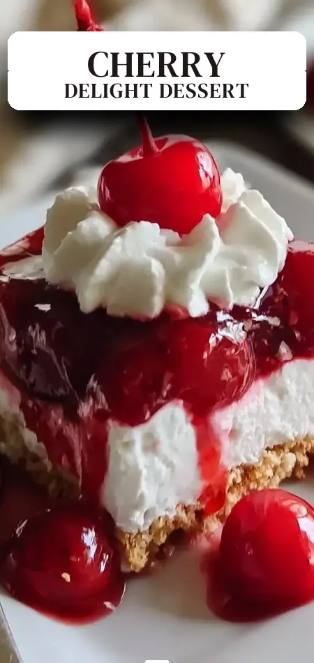 Pinterest pin (Design 2) for No-Bake Cherry Delight: A Creamy, Easy Dessert You’ll Make Again and Again