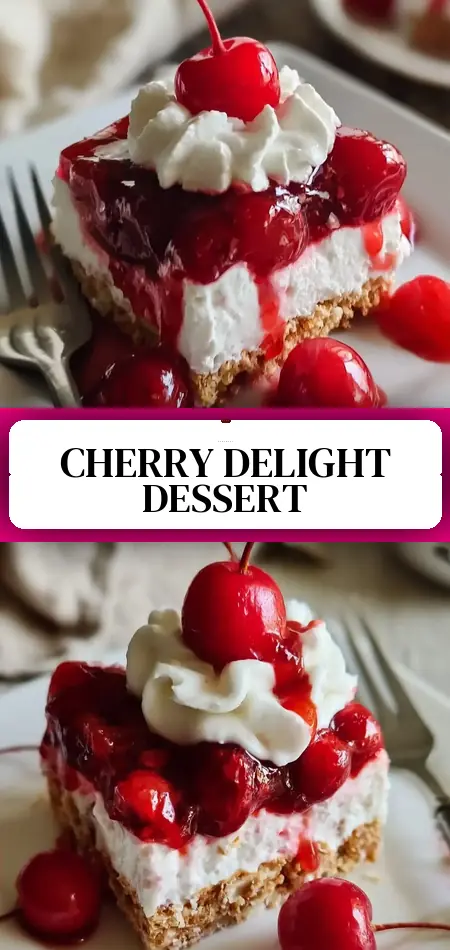 Pinterest pin (Design 3) for No-Bake Cherry Delight: A Creamy, Easy Dessert You’ll Make Again and Again