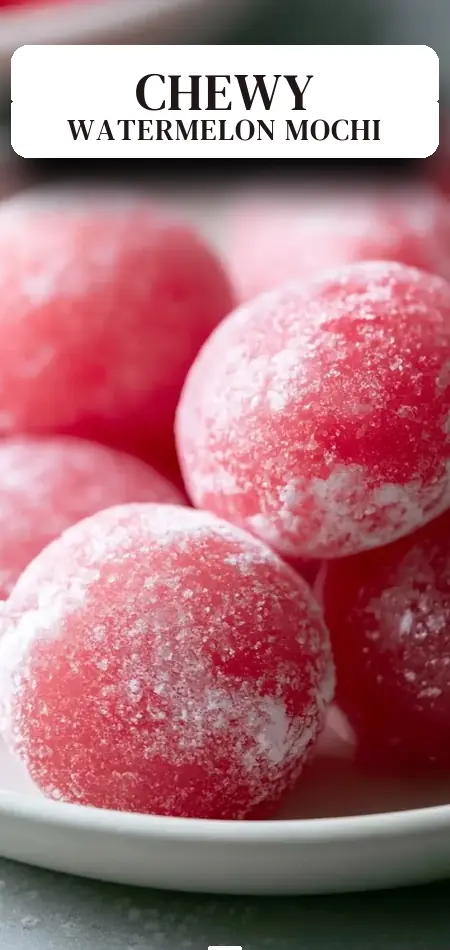 Pinterest pin (Design 2) for Easy Watermelon Mochi Recipe: Soft, Chewy Summer Bites