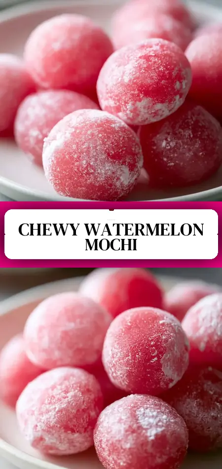 Pinterest pin (Design 3) for Easy Watermelon Mochi Recipe: Soft, Chewy Summer Bites