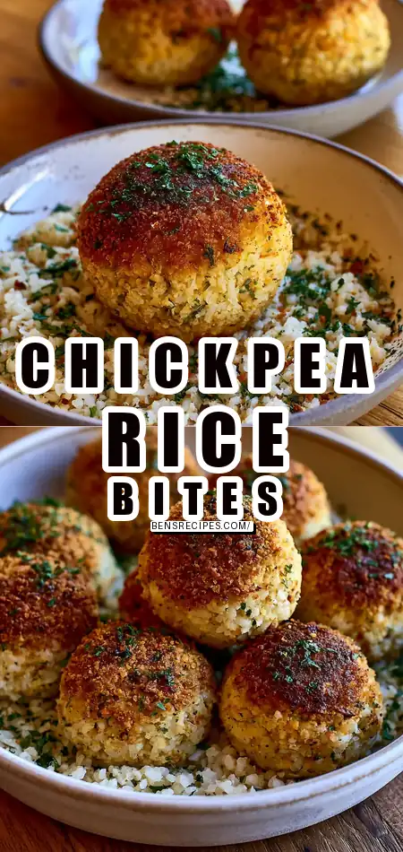 Pinterest pin (Design 1) for Baked Chickpea and Rice Balls