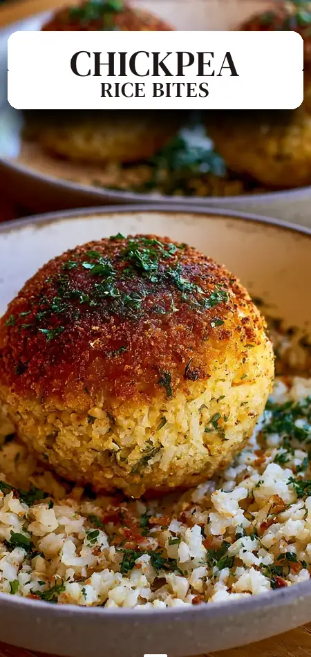 Pinterest pin (Design 2) for Baked Chickpea and Rice Balls