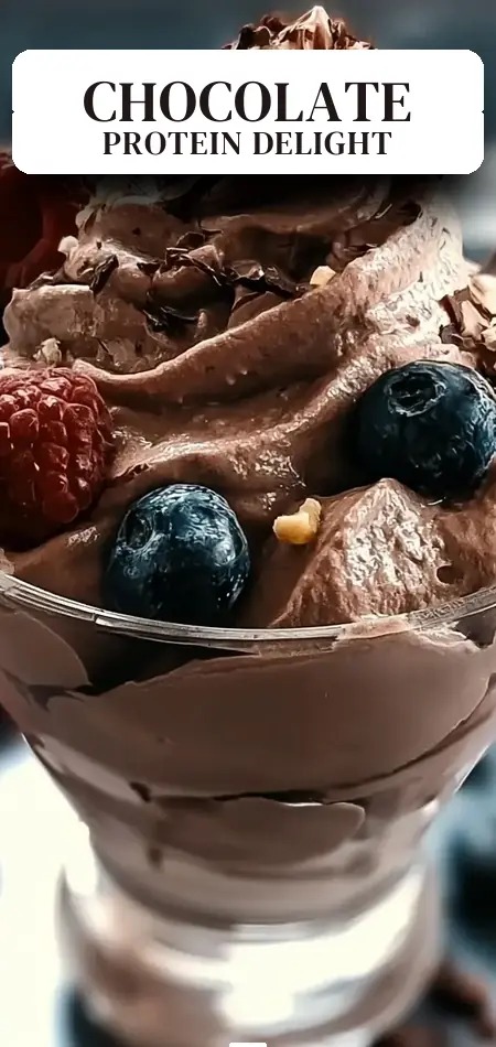 Pinterest pin (Design 2) for Guilt-freier Chocolate Protein Fluff Genuss